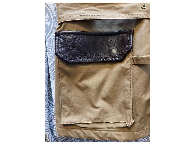 Autre Marque Giacca da pesca Bibury Court Beige in Cotone e Pelle - vista 3