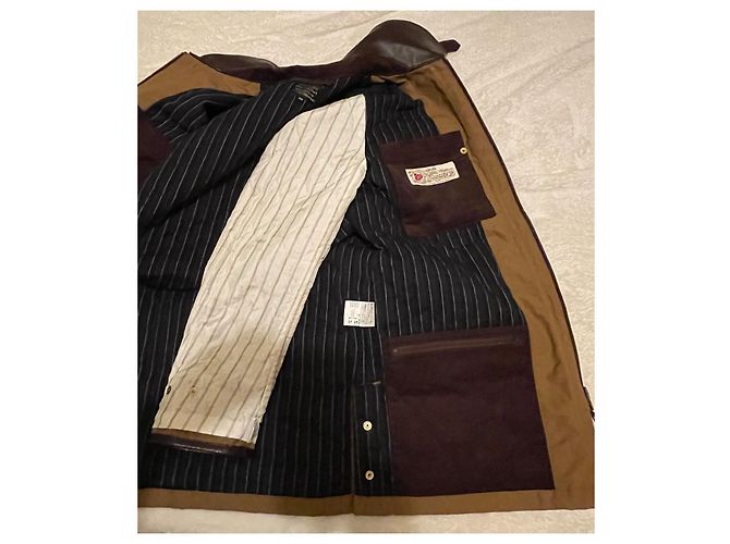 Autre Marque Giacca da pesca Bibury Court Beige in Cotone e Pelle - vista 7