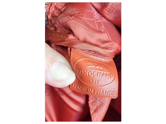 Borsa a mano Longchamp Foulonné in pelle arancione - vista 11