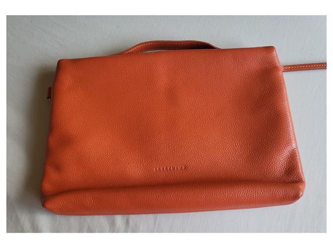 Borsa a mano Longchamp Foulonné in pelle arancione - vista 3