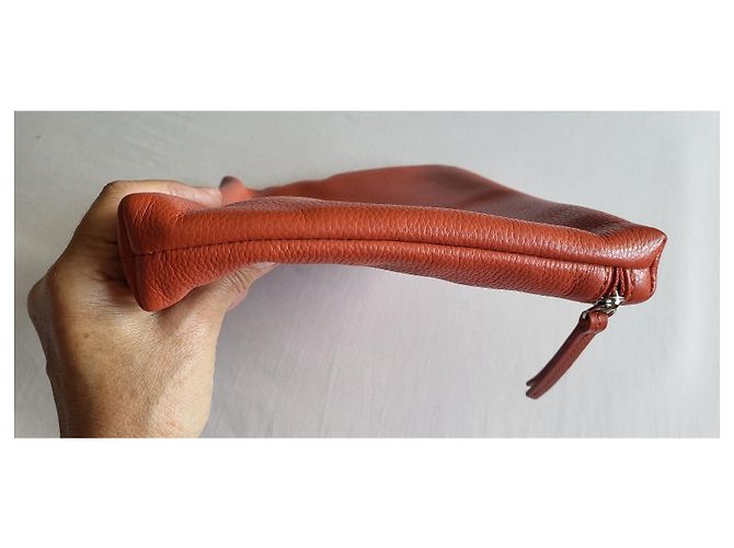 Borsa a mano Longchamp Foulonné in pelle arancione - vista 4