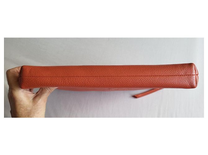 Borsa a mano Longchamp Foulonné in pelle arancione - vista 6