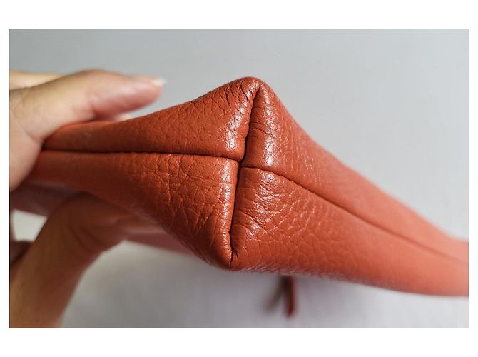 Borsa a mano Longchamp Foulonné in pelle arancione - vista 7
