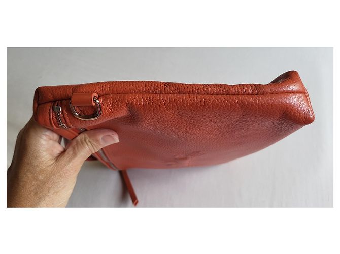 Borsa a mano Longchamp Foulonné in pelle arancione - vista 8
