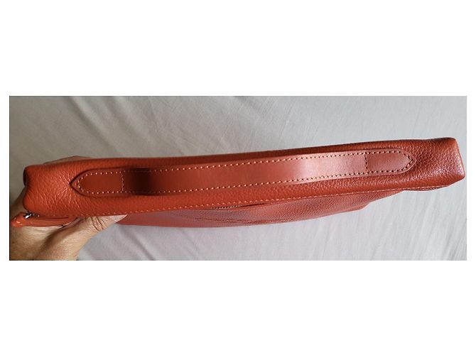 Borsa a mano Longchamp Foulonné in pelle arancione - vista 9