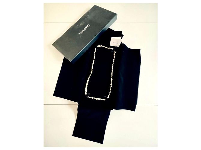 Chanel Collana CC Doppio Giro Pelle Argentata e Catena Oro Argento D'oro - vista 5