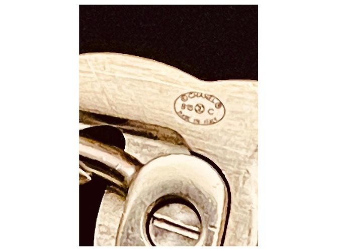 Chanel Collana CC Doppio Giro Pelle Argentata e Catena Oro Argento D'oro - vista 7
