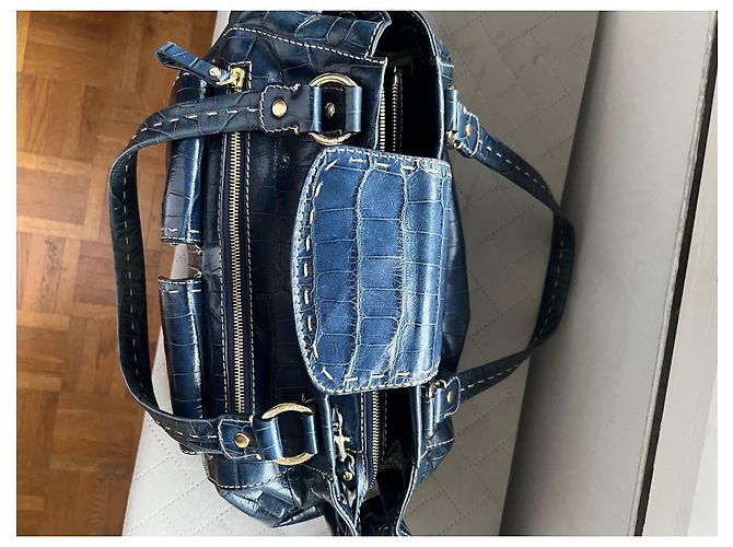 Premier Flirt Borsa Lancel First Flirt in pelle blu effetto coccodrillo - vista 11