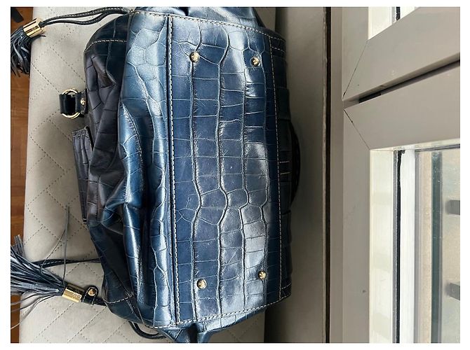 Premier Flirt Borsa Lancel First Flirt in pelle blu effetto coccodrillo - vista 12
