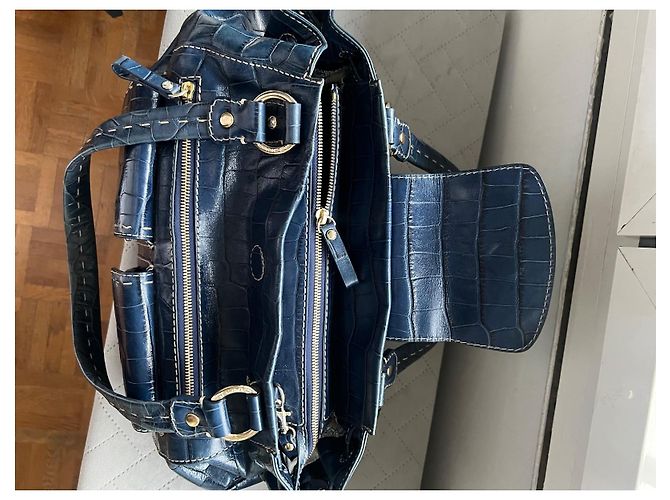 Premier Flirt Borsa Lancel First Flirt in pelle blu effetto coccodrillo - vista 14