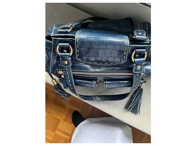 Premier Flirt Borsa Lancel First Flirt in pelle blu effetto coccodrillo - vista 15