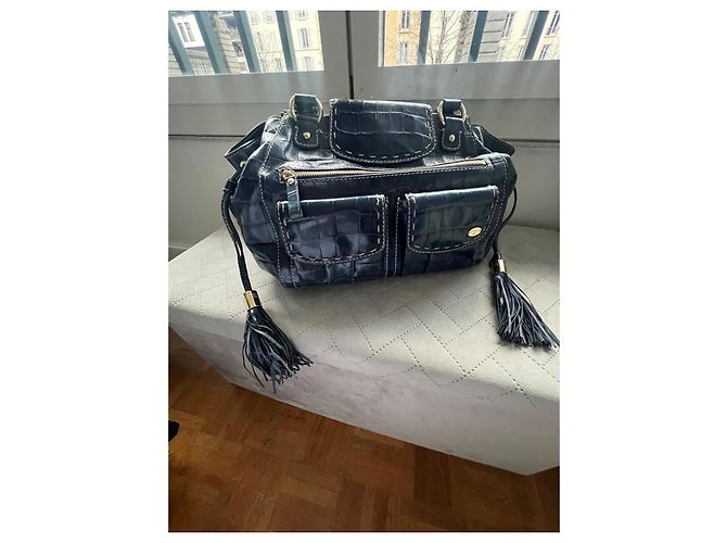Premier Flirt Borsa Lancel First Flirt in pelle blu effetto coccodrillo - vista 16