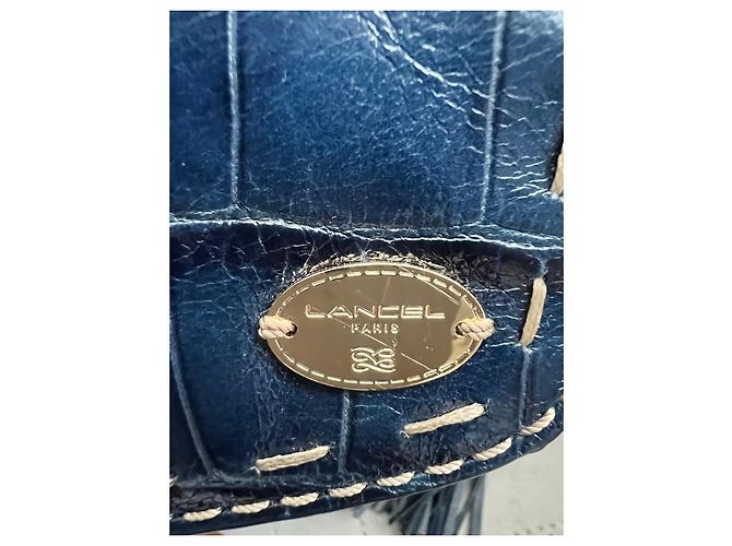 Premier Flirt Borsa Lancel First Flirt in pelle blu effetto coccodrillo - vista 17