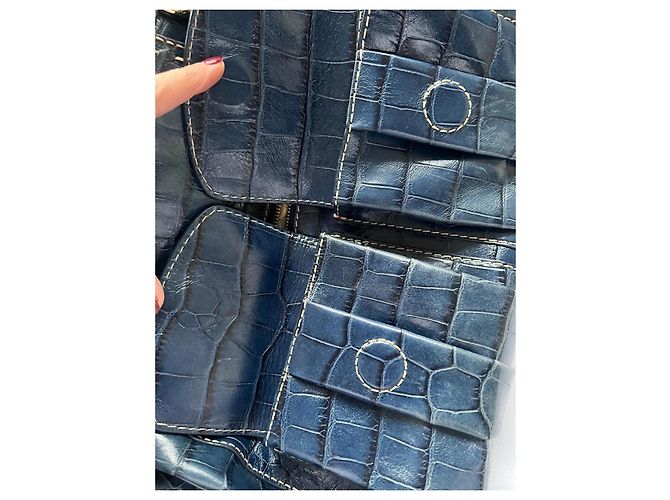 Premier Flirt Borsa Lancel First Flirt in pelle blu effetto coccodrillo - vista 3