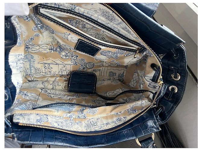 Premier Flirt Borsa Lancel First Flirt in pelle blu effetto coccodrillo - vista 8