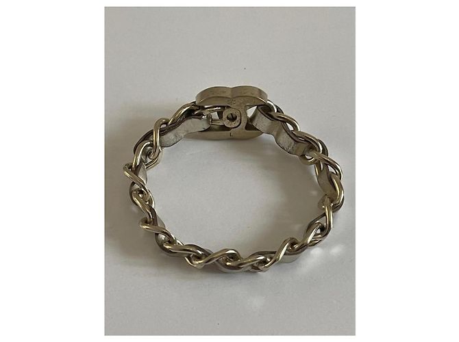 Bracciale Chanel anelli in ottone dorato Light e pelle argentata Argento D'oro - vista 2