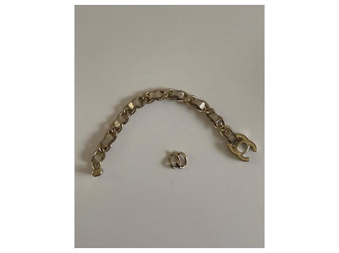 Bracciale Chanel anelli in ottone dorato Light e pelle argentata Argento D'oro - vista 4