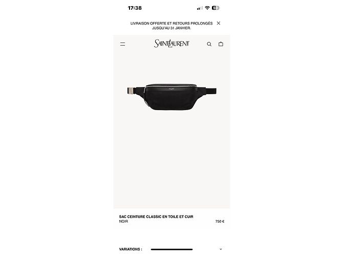 Borsa a vita in tela e pelle nera di Saint Laurent Nero - vista 10