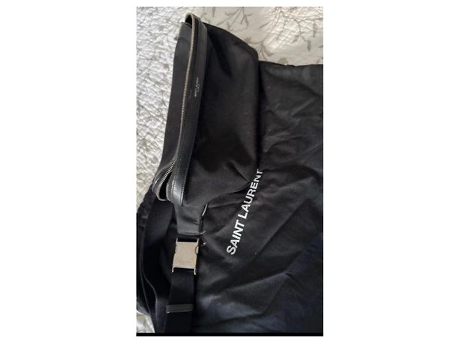Borsa a vita in tela e pelle nera di Saint Laurent Nero - vista 9