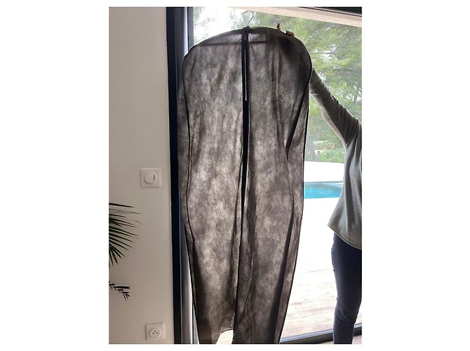Autre Marque Chaqueta de cuero negro con cuello y puños de piel Castaño - vista 6