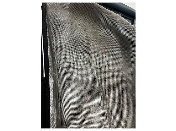 Autre Marque Chaqueta de cuero negro con cuello y puños de piel Castaño - vista 7