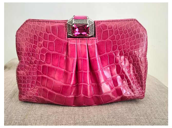 Gianni Versace Rosa Krokodil Clutch-Tasche - Ansicht 2