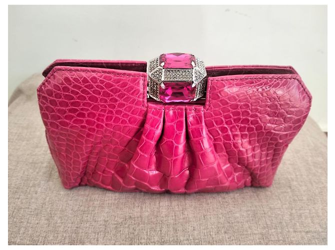 Gianni Versace Rosa Krokodil Clutch-Tasche - Ansicht 3