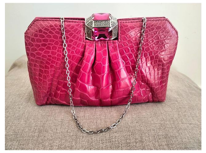 Gianni Versace Rosa Krokodil Clutch-Tasche - Ansicht 4