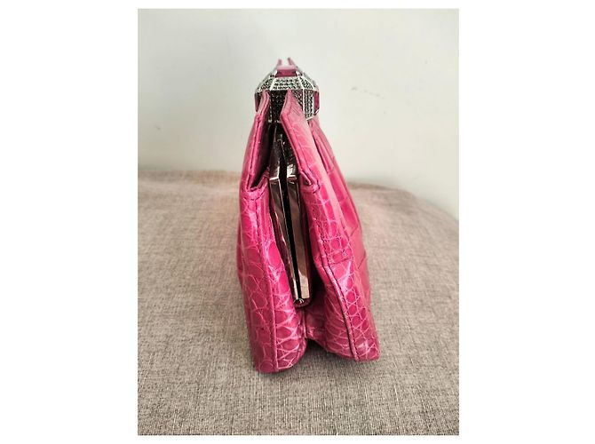 Gianni Versace Rosa Krokodil Clutch-Tasche - Ansicht 8