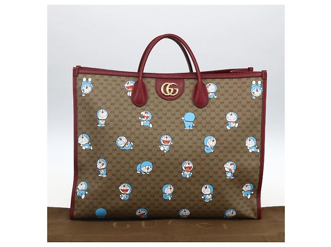 GUCCI GUCCI �~ Borsa Micro GG Supreme Doraemon PVC 2way Beige 653952 Auth 149861SM D'oro - vista 12