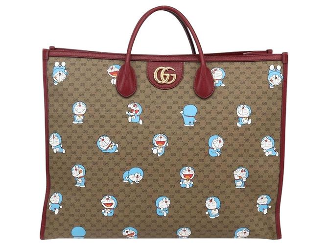 GUCCI GUCCI �~ Borsa Micro GG Supreme Doraemon PVC 2way Beige 653952 Auth 149861SM D'oro - vista 13