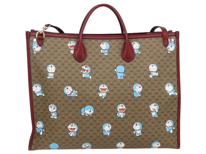 GUCCI GUCCI �~ Borsa Micro GG Supreme Doraemon PVC 2way Beige 653952 Auth 149861SM D'oro - vista 2