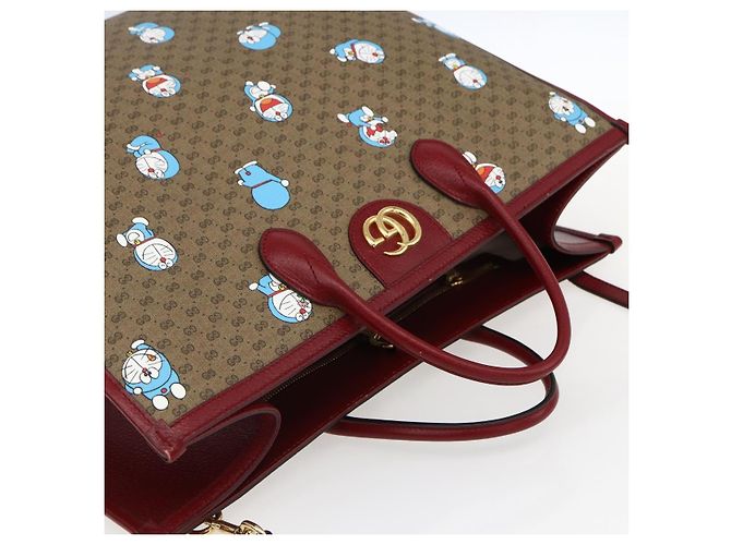 GUCCI GUCCI �~ Borsa Micro GG Supreme Doraemon PVC 2way Beige 653952 Auth 149861SM D'oro - vista 6