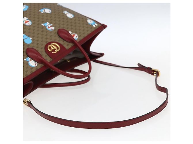 GUCCI GUCCI �~ Borsa Micro GG Supreme Doraemon PVC 2way Beige 653952 Auth 149861SM D'oro - vista 8