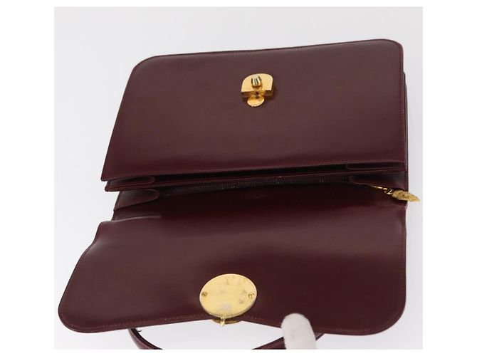 Borsa a mano in pelle bordeaux Gucci oro Auth ep13170 D'oro Bordò - vista 10