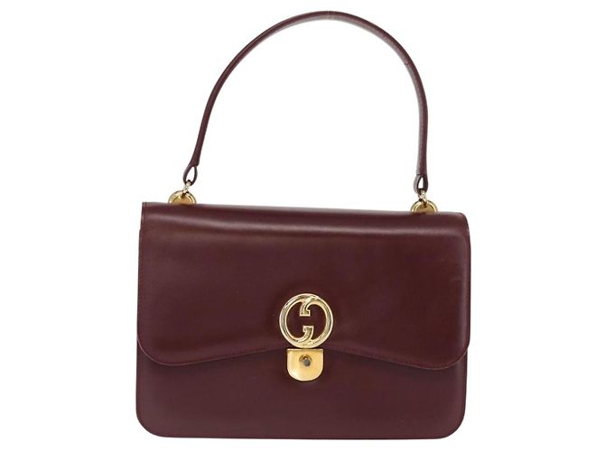 Borsa a mano in pelle bordeaux Gucci oro Auth ep13170 D'oro Bordò - vista 13