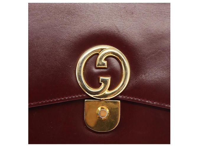 Borsa a mano in pelle bordeaux Gucci oro Auth ep13170 D'oro Bordò - vista 17