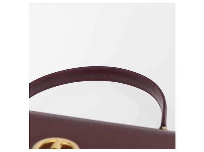 Borsa a mano in pelle bordeaux Gucci oro Auth ep13170 D'oro Bordò - vista 8