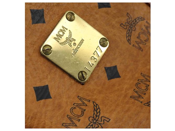 Borsa Boston Vicetos Logogram MCM in pelle PVC 2 in 1 marrone oro Auth mr1923 D'oro - vista 12