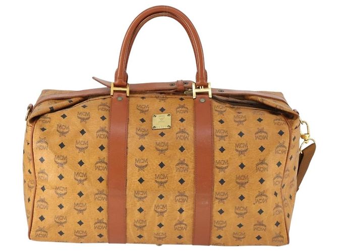 Borsa Boston Vicetos Logogram MCM in pelle PVC 2 in 1 marrone oro Auth mr1923 D'oro - vista 13