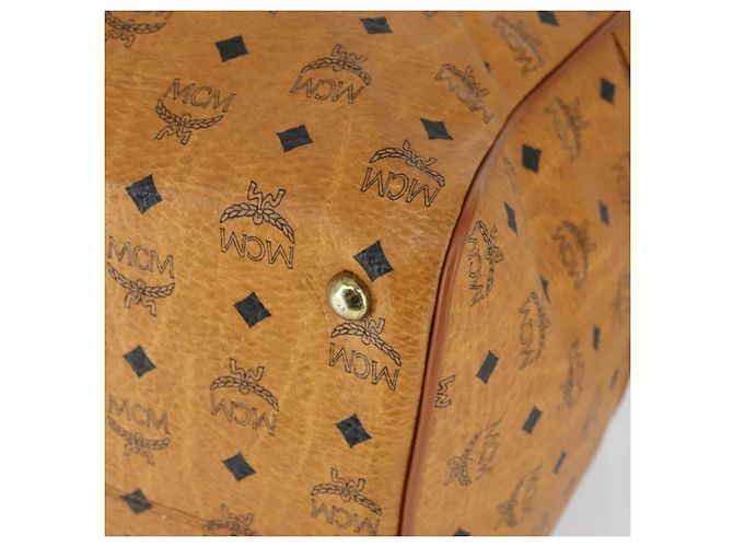Borsa Boston Vicetos Logogram MCM in pelle PVC 2 in 1 marrone oro Auth mr1923 D'oro - vista 16