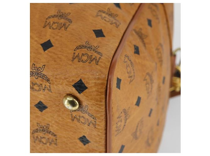Borsa Boston Vicetos Logogram MCM in pelle PVC 2 in 1 marrone oro Auth mr1923 D'oro - vista 18