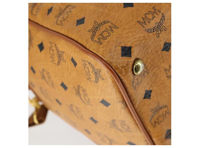 Borsa Boston Vicetos Logogram MCM in pelle PVC 2 in 1 marrone oro Auth mr1923 D'oro - vista 19