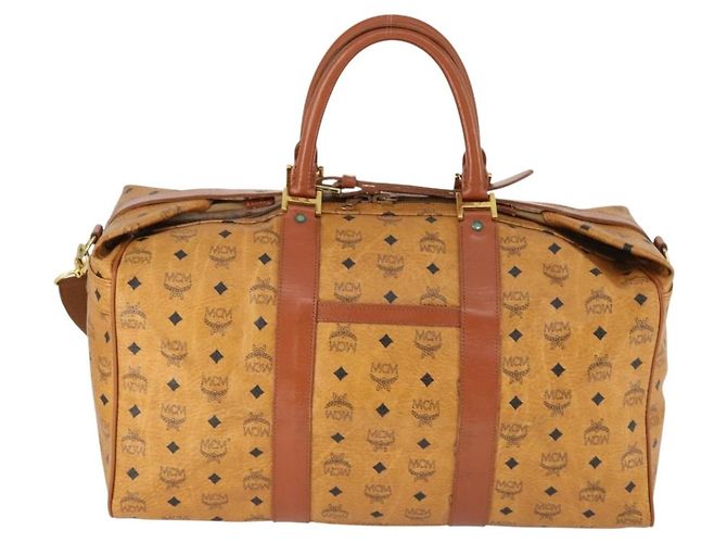 Borsa Boston Vicetos Logogram MCM in pelle PVC 2 in 1 marrone oro Auth mr1923 D'oro - vista 2
