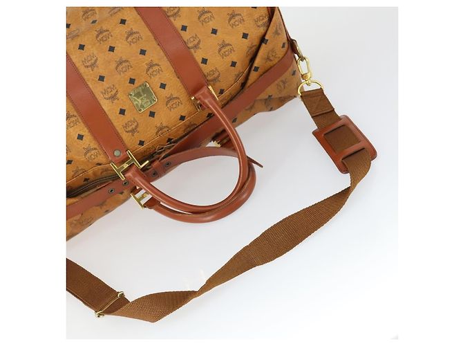 Borsa Boston Vicetos Logogram MCM in pelle PVC 2 in 1 marrone oro Auth mr1923 D'oro - vista 7