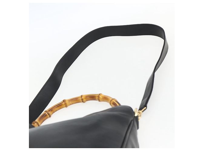 Borsa a mano in pelle Gucci Bamboo 2way Nera Oro 001 1638 Auth 170600 Nero D'oro - vista 15