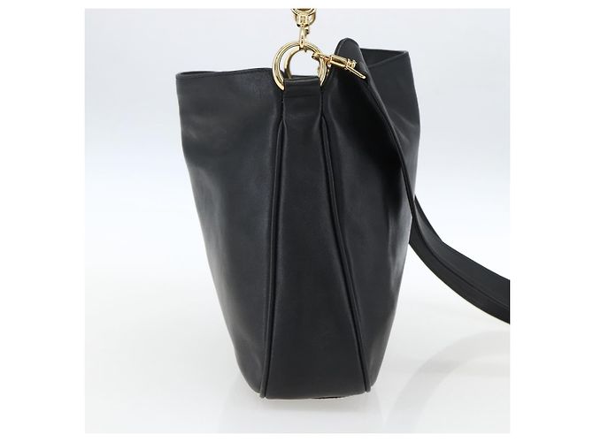 Borsa a mano in pelle Gucci Bamboo 2way Nera Oro 001 1638 Auth 170600 Nero D'oro - vista 3