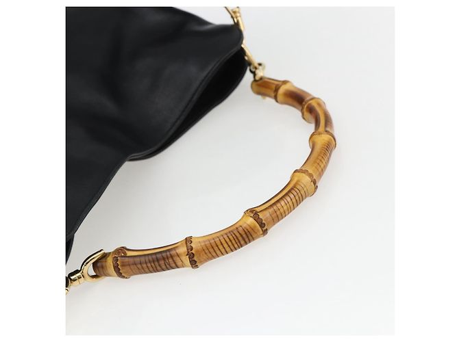 Borsa a mano in pelle Gucci Bamboo 2way Nera Oro 001 1638 Auth 170600 Nero D'oro - vista 7