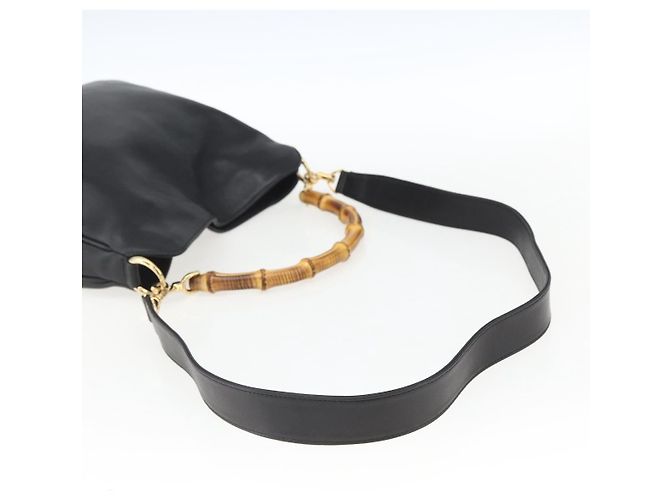 Borsa a mano in pelle Gucci Bamboo 2way Nera Oro 001 1638 Auth 170600 Nero D'oro - vista 8