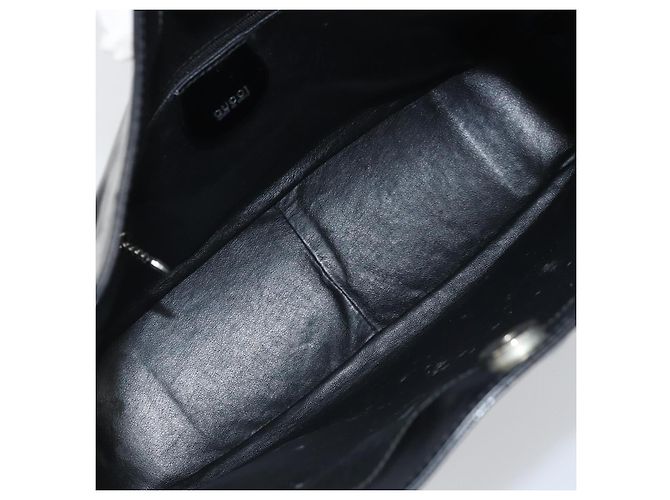 Bamboo Borsa a mano GUCCI in pelle verniciata nera e argento 001 2113 Auth ep13142 Nero - vista 10